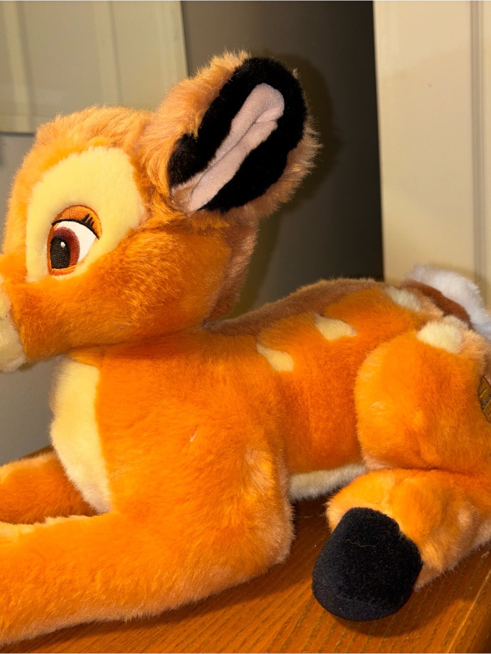 Disney Orange and Cream Bambi Plush with Black Accents